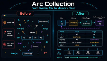 Comparison of code visualization tools with 'Before' and 'After' states, showing improved readability and structure.