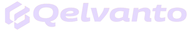 Qelvanto logo in light purple on a white background